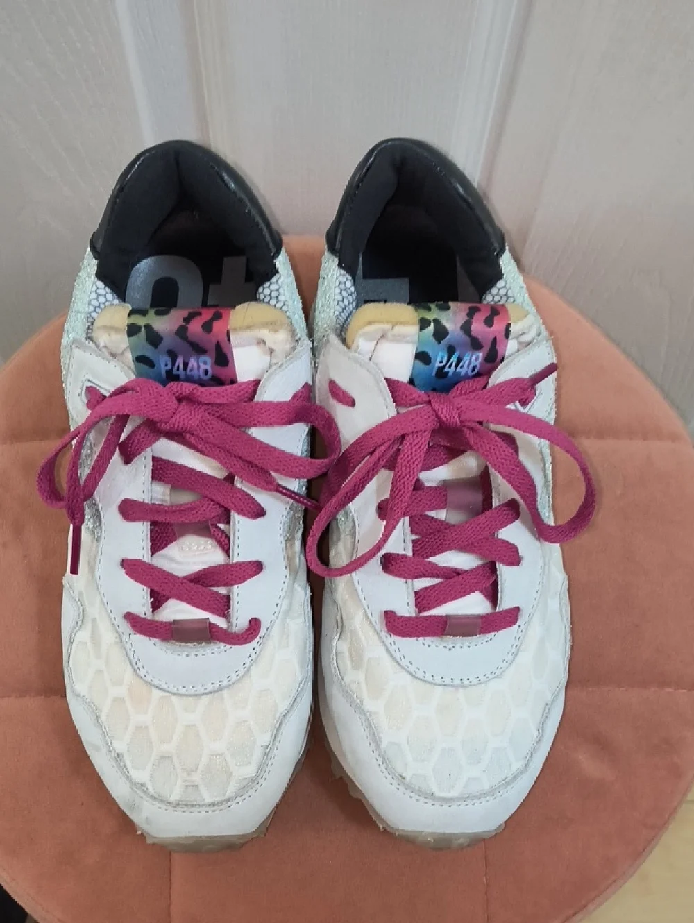P448 Cancun Sneaker In Glitter/Pearl Size 38 - Picture 2 of 9